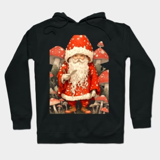 Santa Claus: Santa is the Mushroom (Amanita Muscaria Mushroom) on a dark (Knocked Out) background Hoodie